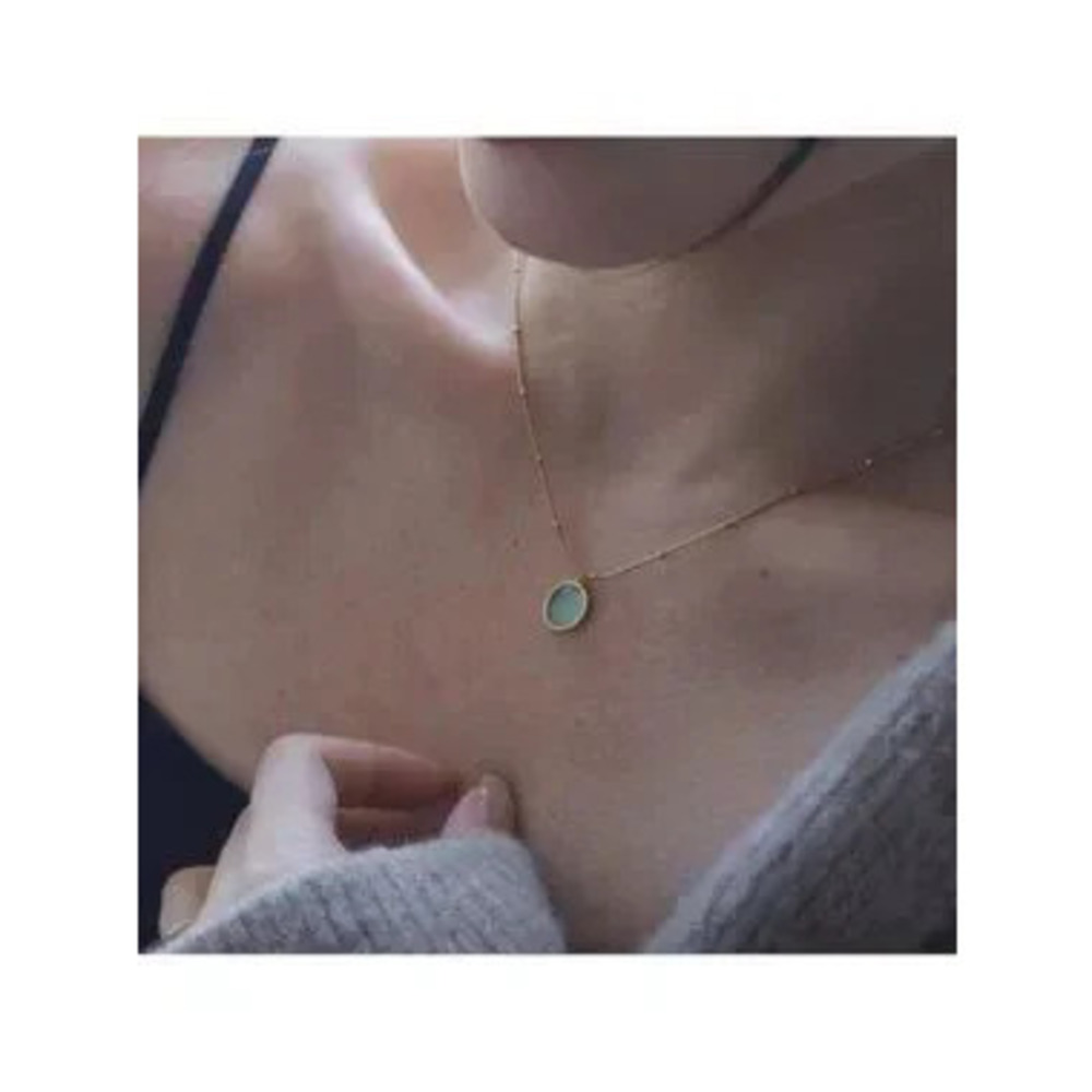 Gold Plated Stainless Steel Bohemian Turquoise Oval Pendant Necklace
